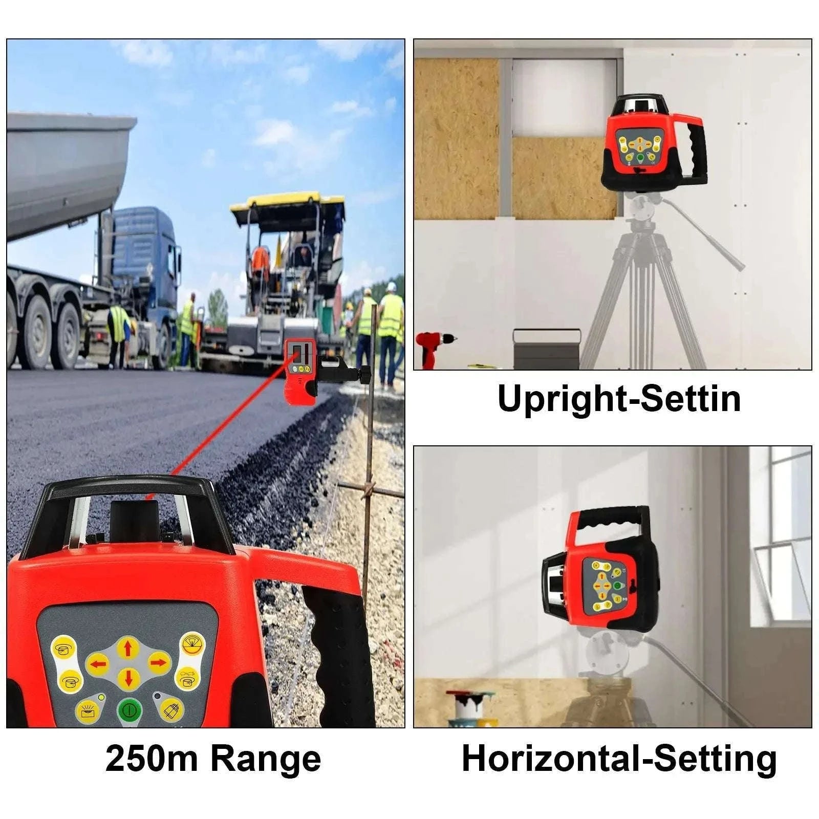 Rotary Laser Level 360° Self-Leveling with Remote & 250m Range-United States