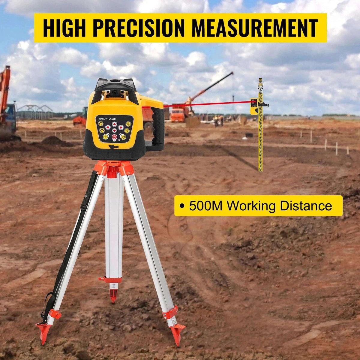 Rotary Laser Level Kit with Tripod and Staff-Poland / Red Beam 2