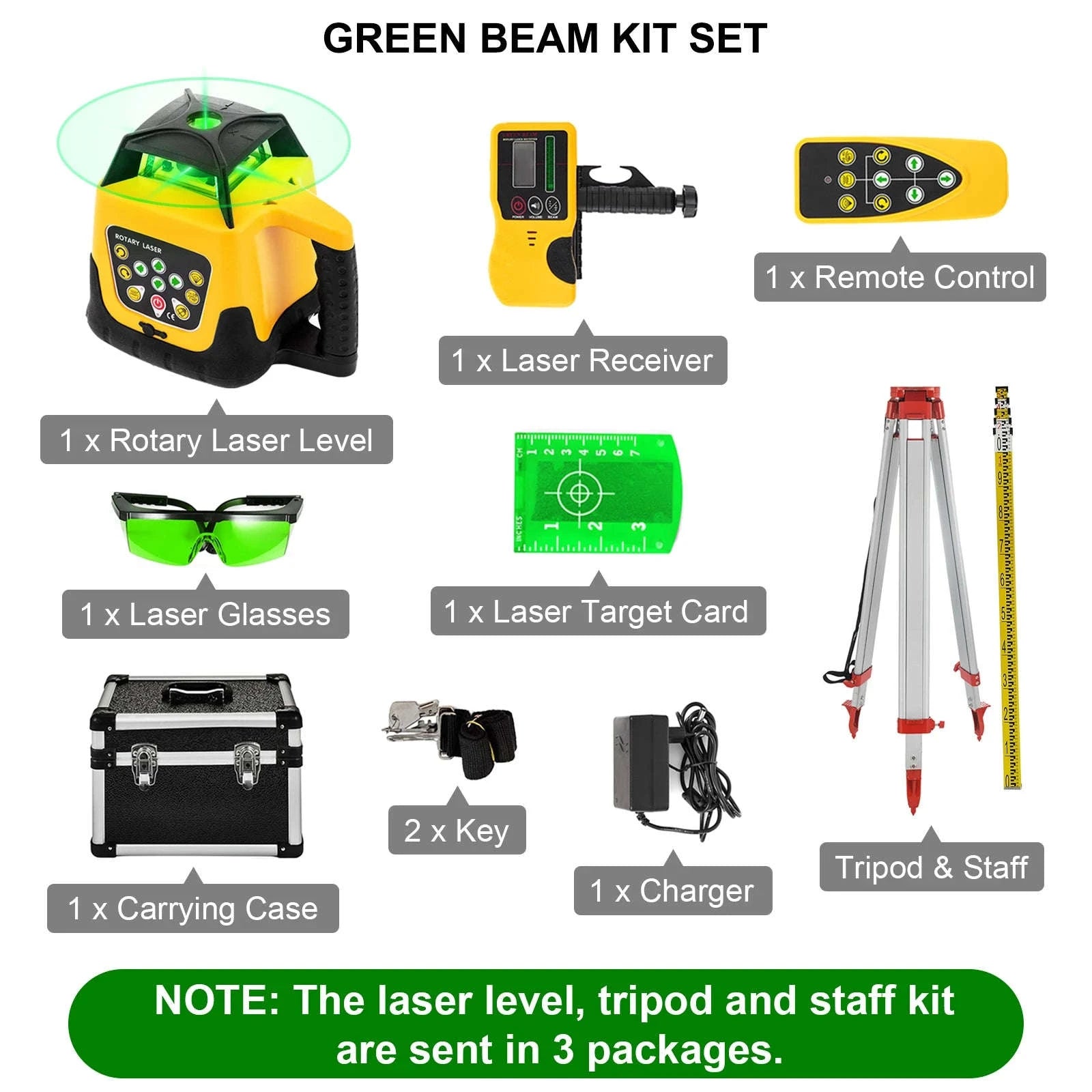 Rotary Laser Level Kit with Tripod and Staff-Poland / Red Beam 2