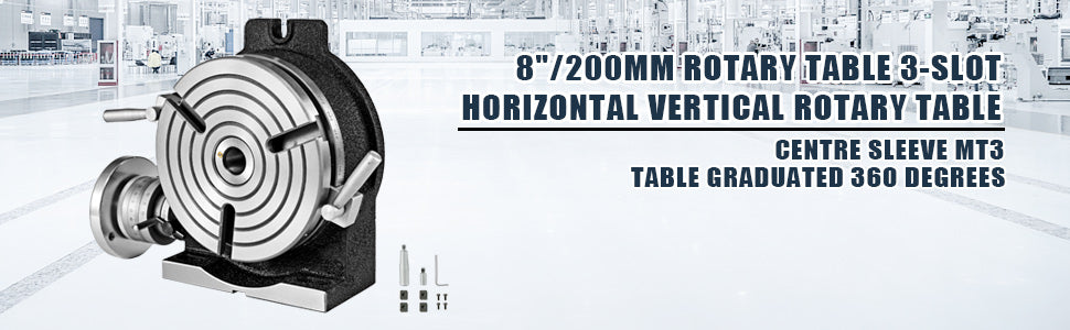 8" 200mm Fräsdrehplatte Horizontal Vertikal MT3 360° Präzision