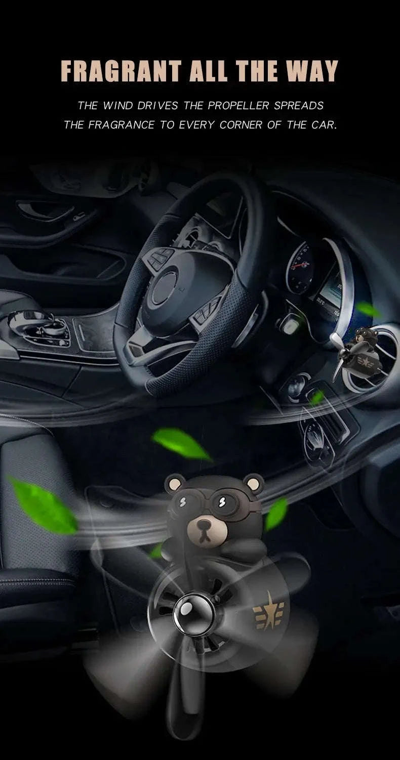 Rotating Airplane Pilot Bear Car Air Freshener-SCENTS MIXED 18PCS