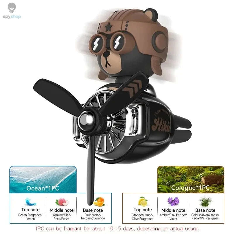 Rotating Airplane Pilot Bear Car Air Freshener-SCENTS MIXED 18PCS
