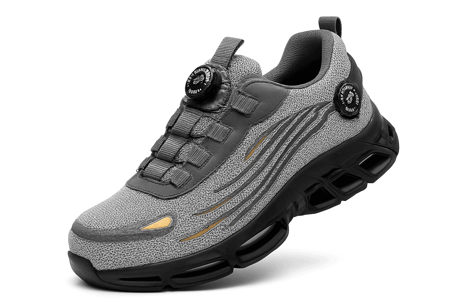 Rotating Button Men's Safety Work Shoes for Daily Jobsite Protection-F-Blue / 36