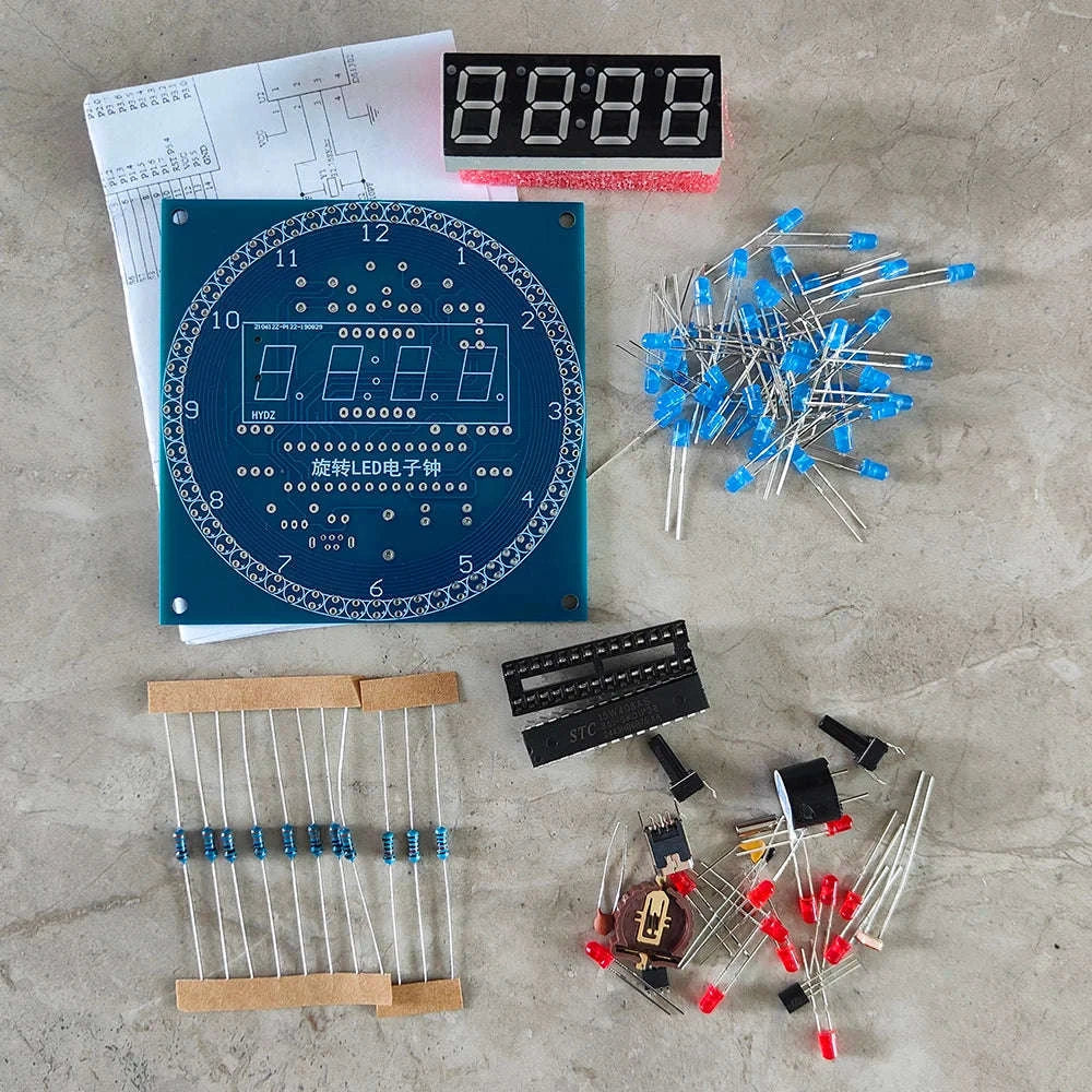 Rotating LED DIY Electronic Clock Kit with Light Control-Only Shell