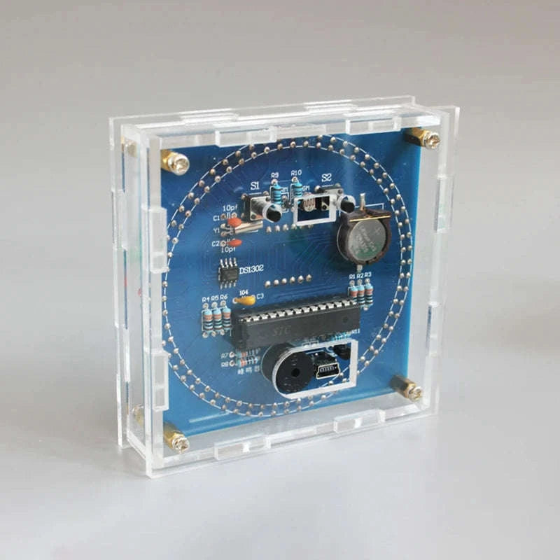 Rotating LED DIY Electronic Clock Kit with Light Control-Only Shell