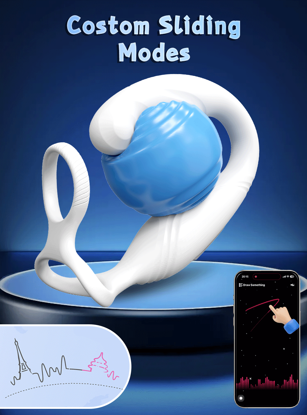 Rotating Prostate Massager with Dual Rings for Deeper Pleasure-SJH98-BK-BOX / China Mainland