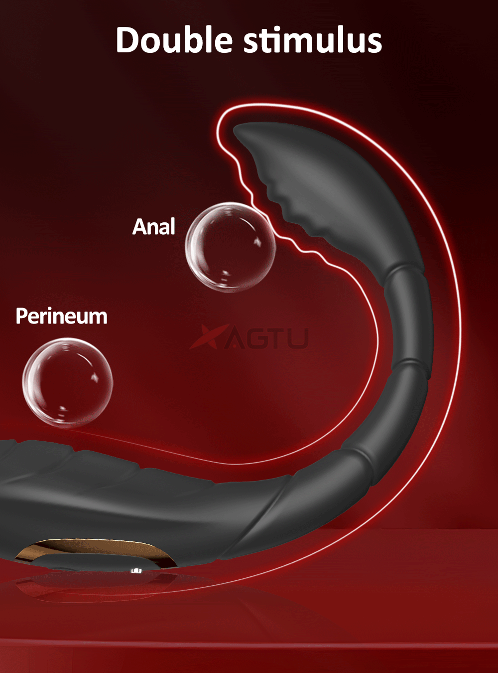 Rotating Prostate Massager with Dual Rings for Deeper Pleasure-SJH98-BK-BOX / China Mainland