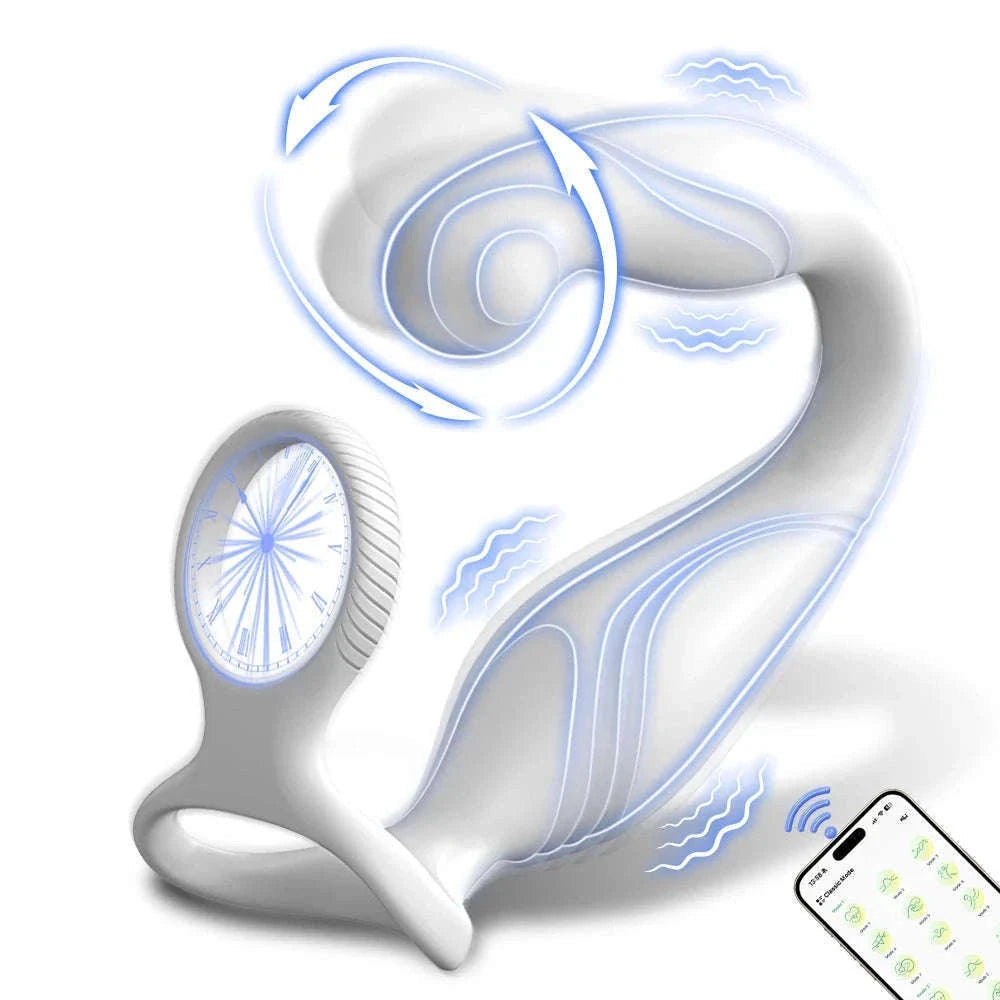 Rotating Prostate Massager with Dual Rings for Deeper Pleasure-SJH98-BK-BOX / China Mainland