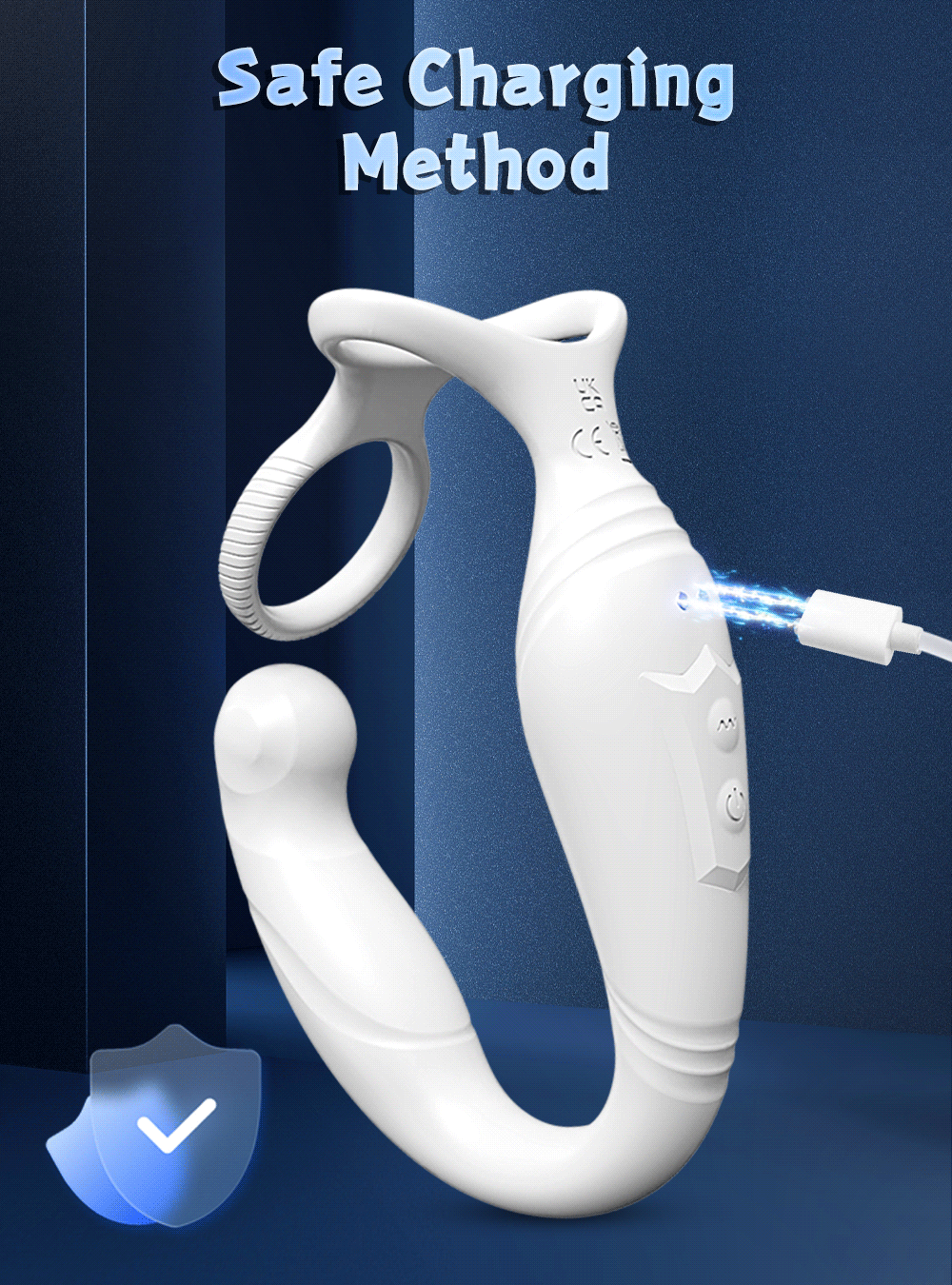 Rotating Prostate Massager with Dual Rings for Deeper Pleasure-SJH98-BK-BOX / China Mainland