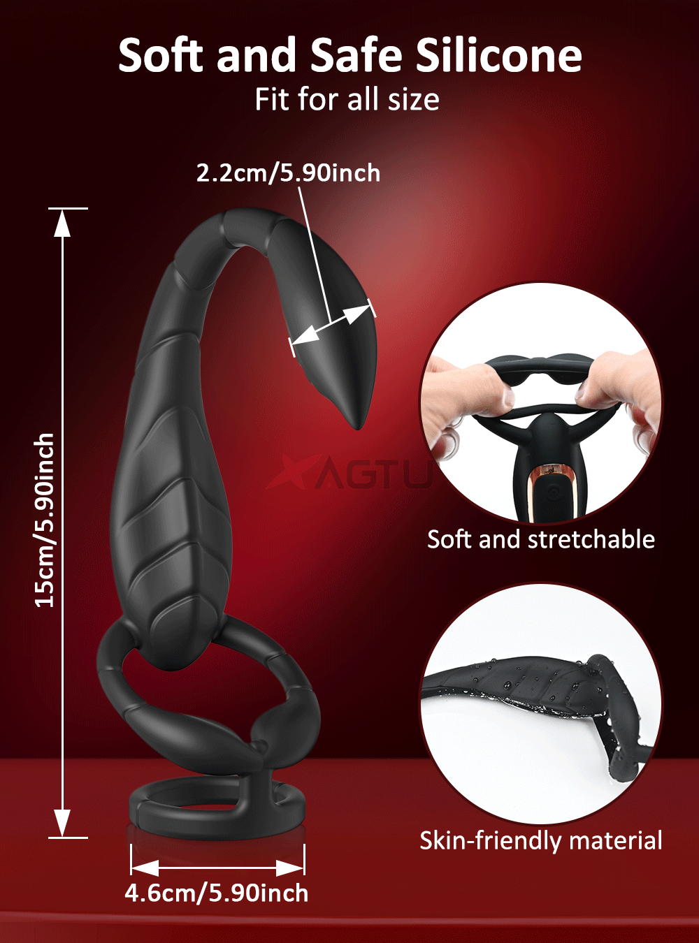 Rotating Prostate Massager with Dual Rings for Deeper Pleasure-SJH98-BK-BOX / China Mainland