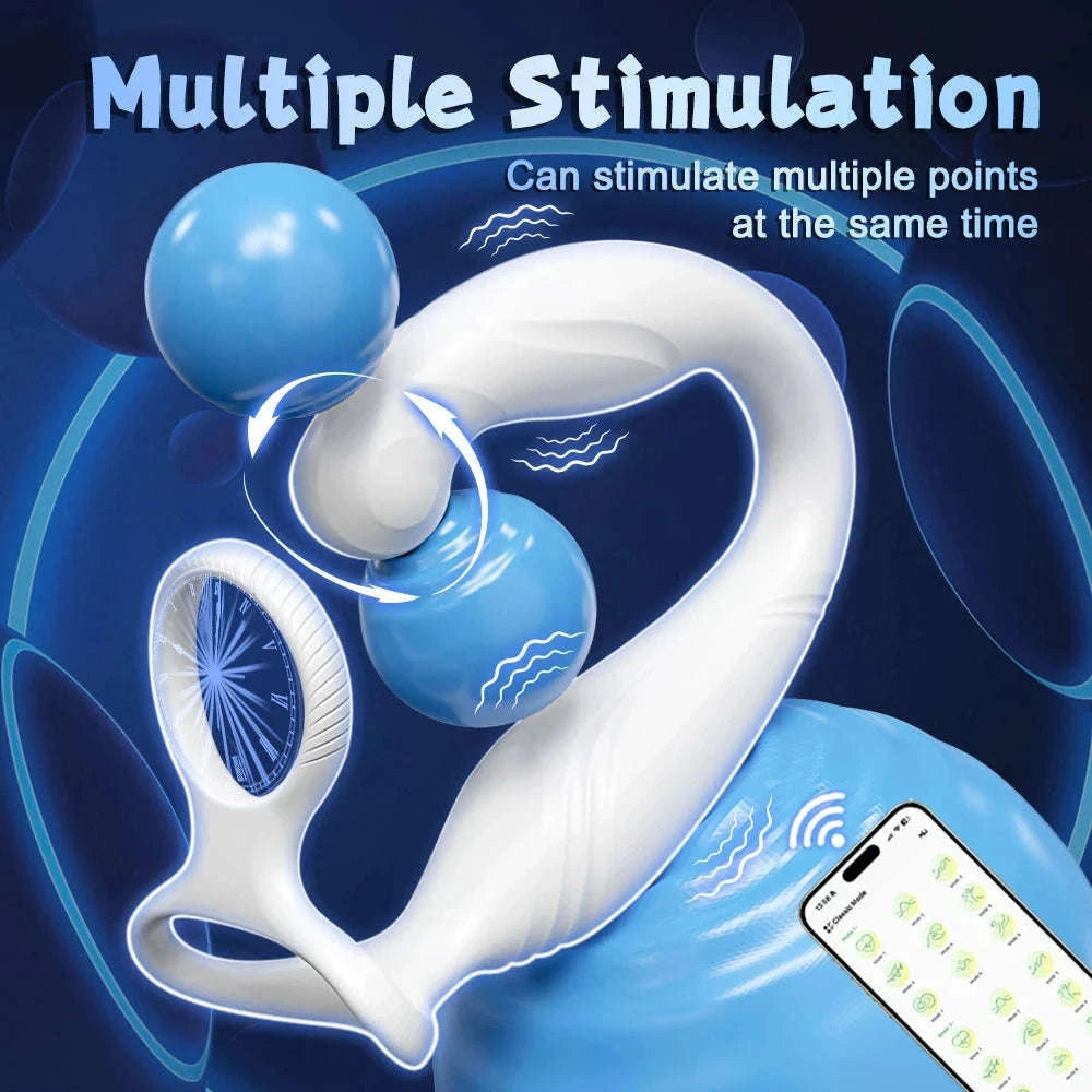 Rotating Prostate Massager with Dual Rings for Deeper Pleasure-SJH98-BK-BOX / China Mainland