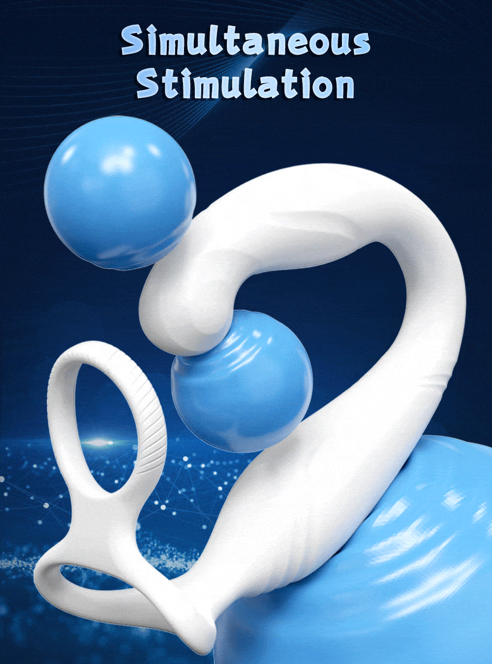 Rotating Prostate Massager with Dual Rings-SJH98-BK-BOX / China Mainland
