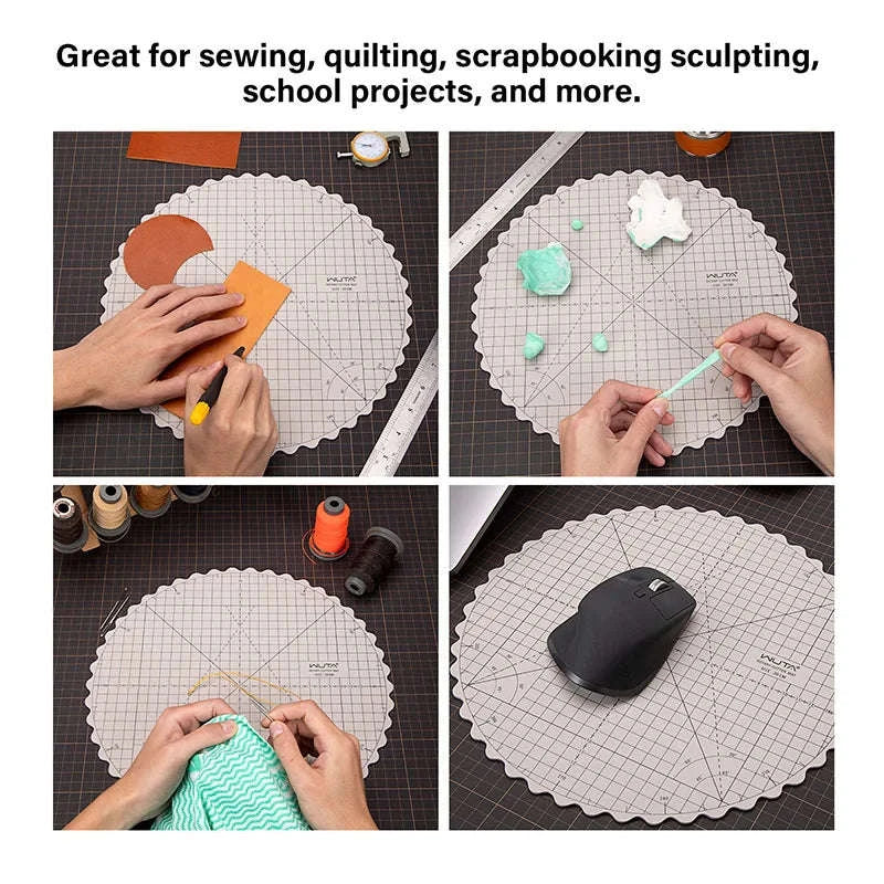 Rotating Self-Healing Cutting Mat Round PVC Craft Board 8"/12"-12 inch-1pcs / United States
