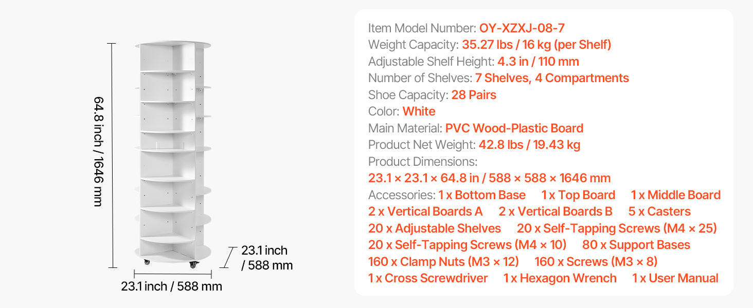 SucceBuy 360° Rotating Shoe Rack Tower Revolving Storage Round Carousel Display Freestanding Display for Bedroom Entryway Closet