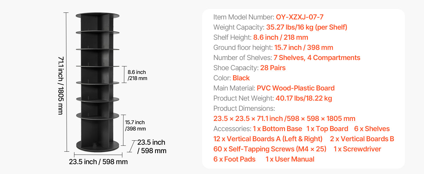 SucceBuy 360° Rotating Shoe Rack Tower Revolving Storage Round Carousel Display Freestanding Display for Bedroom Entryway Closet