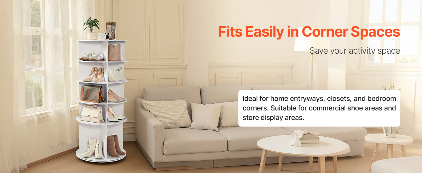 SucceBuy 360° Rotating Shoe Rack Tower Revolving Storage Round Carousel Display Freestanding Display for Bedroom Entryway Closet