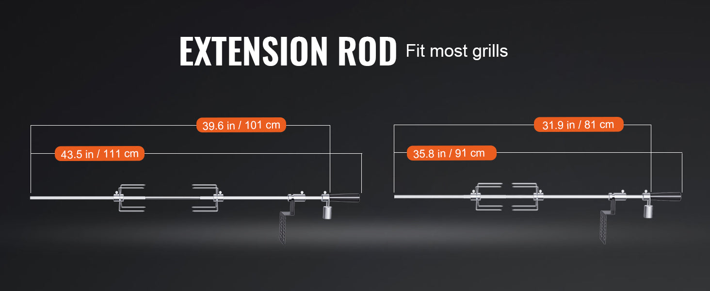 Universal Grill Rotisserie Kit 39-56 Inch Stainless Steel BBQ Kit