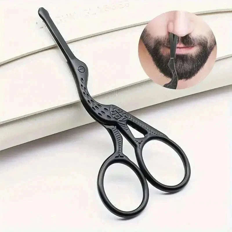 Round Head Stainless Steel Nose Hair Scissors for Safe Trimming-black