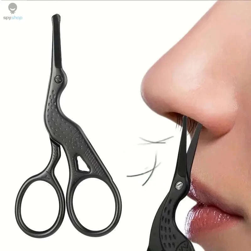 Round Head Stainless Steel Nose Hair Scissors – Safe Precision Grooming Tool-black