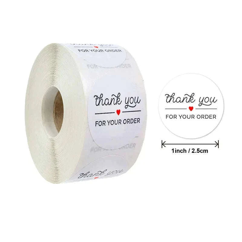 Round Kraft Thank You Stickers, 500pcs Natural Paper Labels-2 / Other