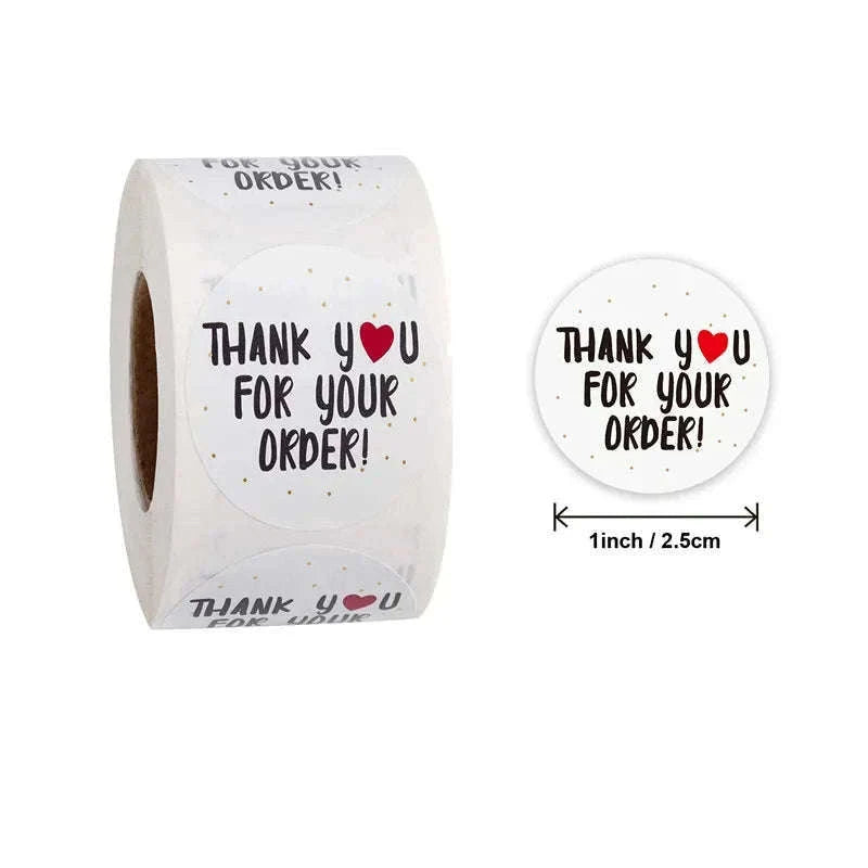 Round Kraft Thank You Stickers, 500pcs Natural Paper Labels-2 / Other