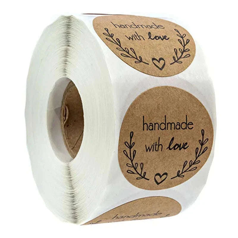 Round Kraft Thank You Stickers, 500pcs Natural Paper Labels-2 / Other