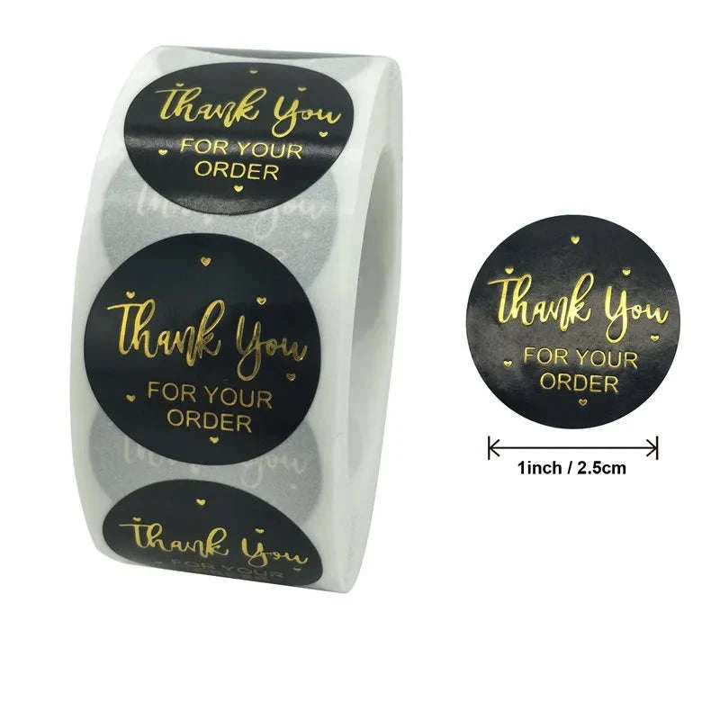 Round Kraft Thank You Stickers – 500pcs Natural Paper Labels-2 / Other