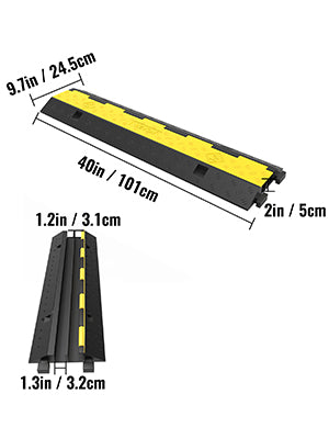 Heavy Duty Cable Protector Ramp 2-Channel 11000 lbs Capacity