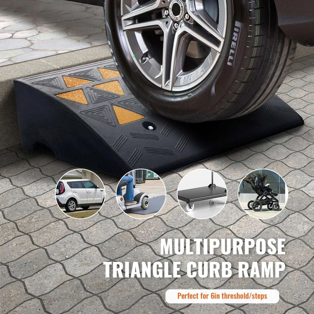 Rubber Curb Ramp Threshold Driveway Ramp-1pc 19.7x11.8x4.1in / United States