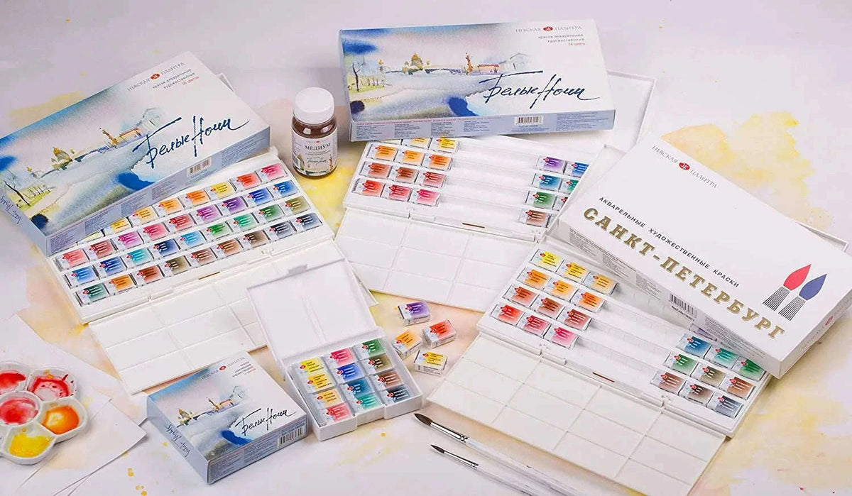Russian White Nights Artists Grade Watercolour Paint Set-36 Colors Artist Set
