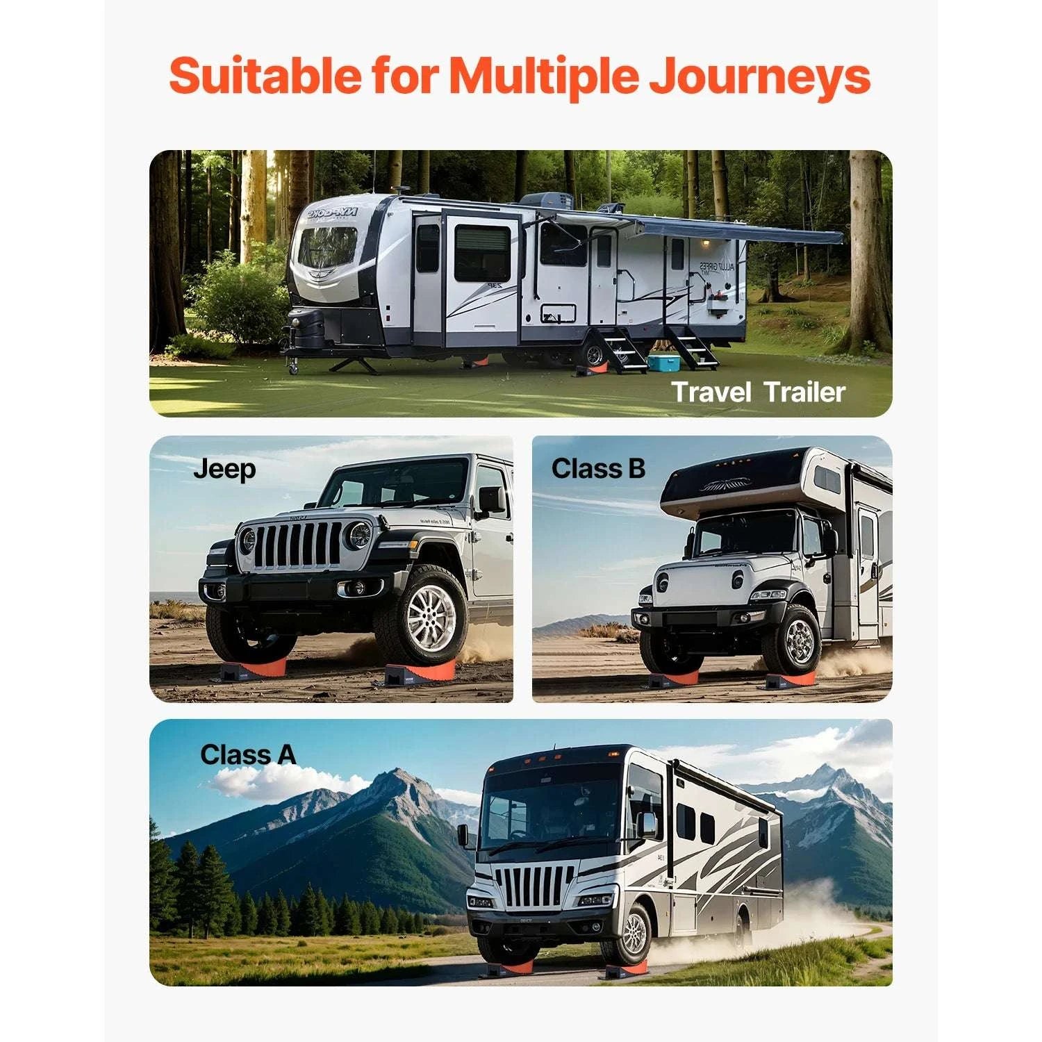 RV Camper Levelers Kit with Anti-Slip Mats, Bag & Level Tool-United States