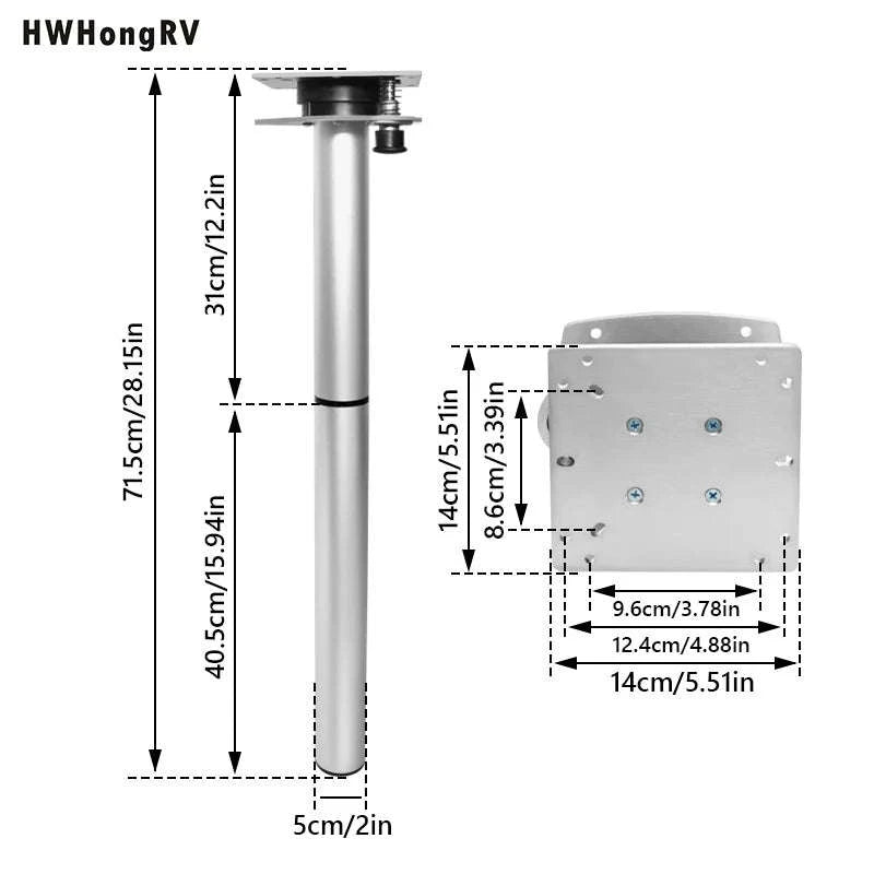 RV Double-Layer Swivel Table Legs with Tabletop Extension-United Kingdom