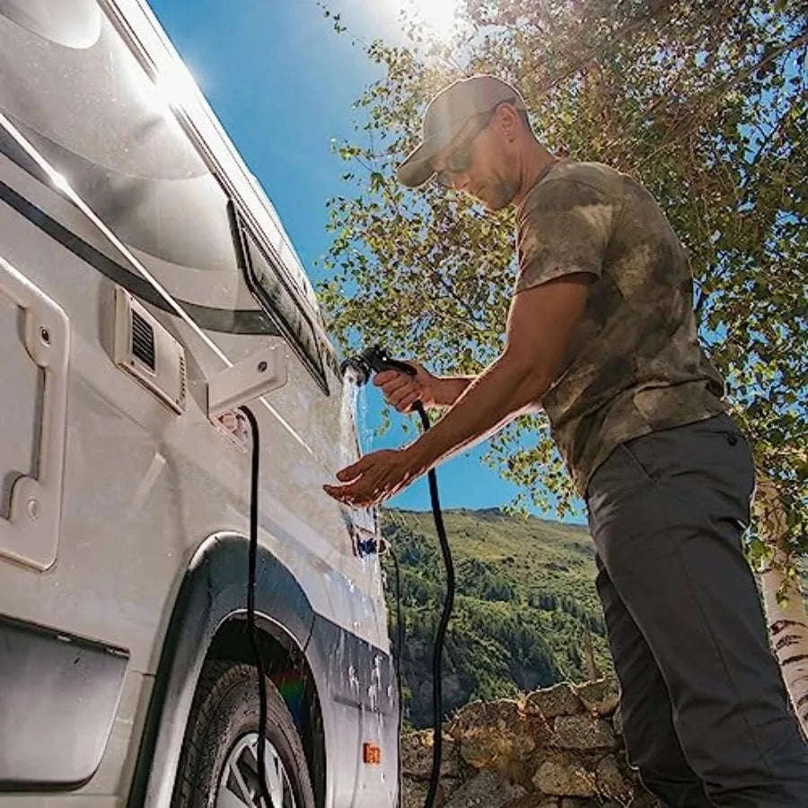 RV Exterior Quick Connect Sprayer with 7 Spray Settings and Coiled Hose Kit-United States / White