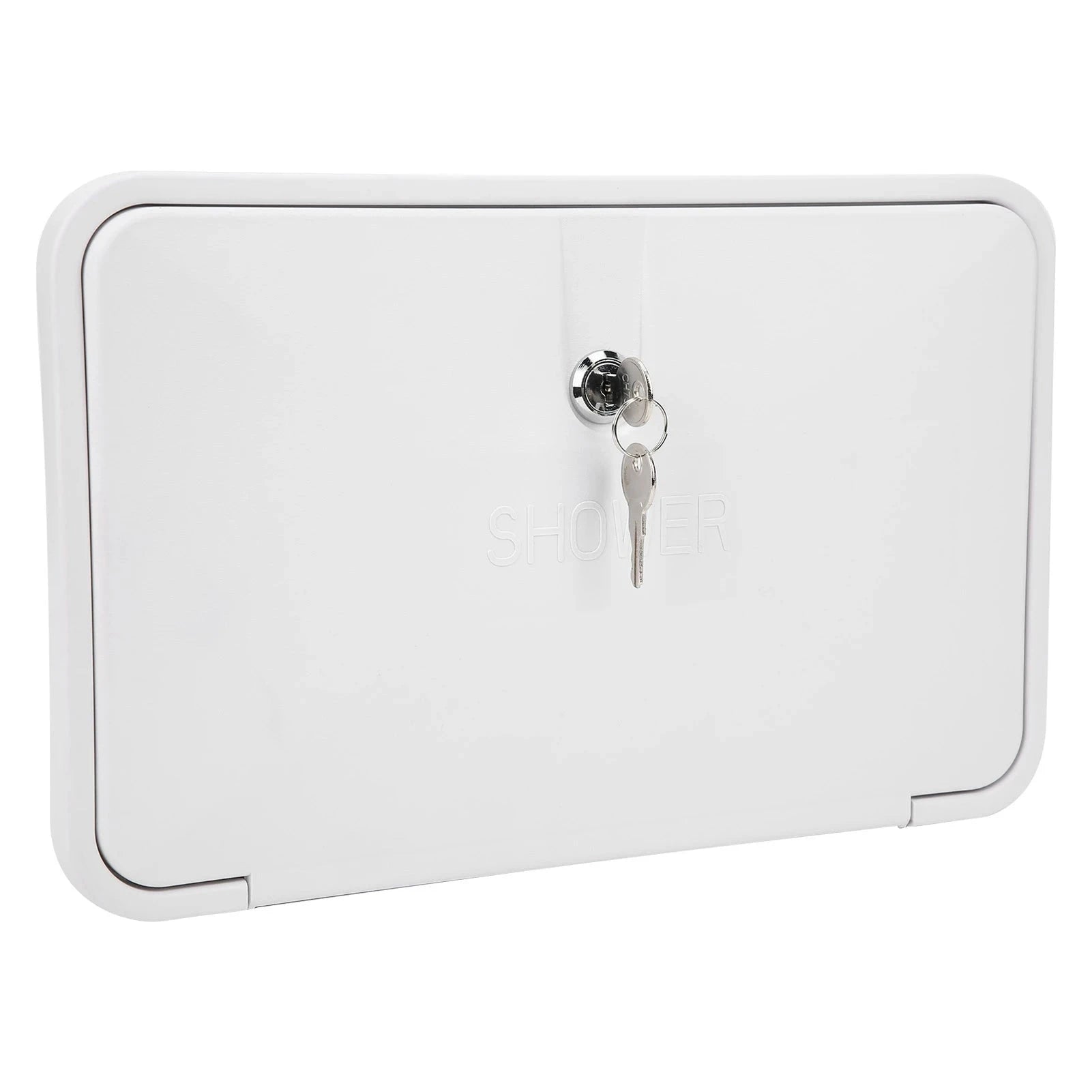 RV Exterior Shower Box Kit with Lock for Boat Camper Motorhome-White