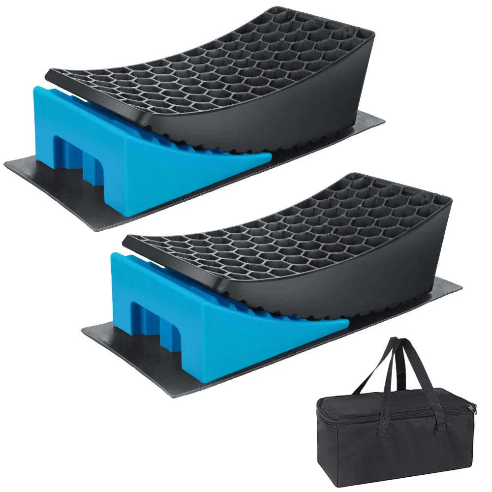 RV Leveling Ramps with Anti-Slip Mats & Storage Bag Set-Blue / france
