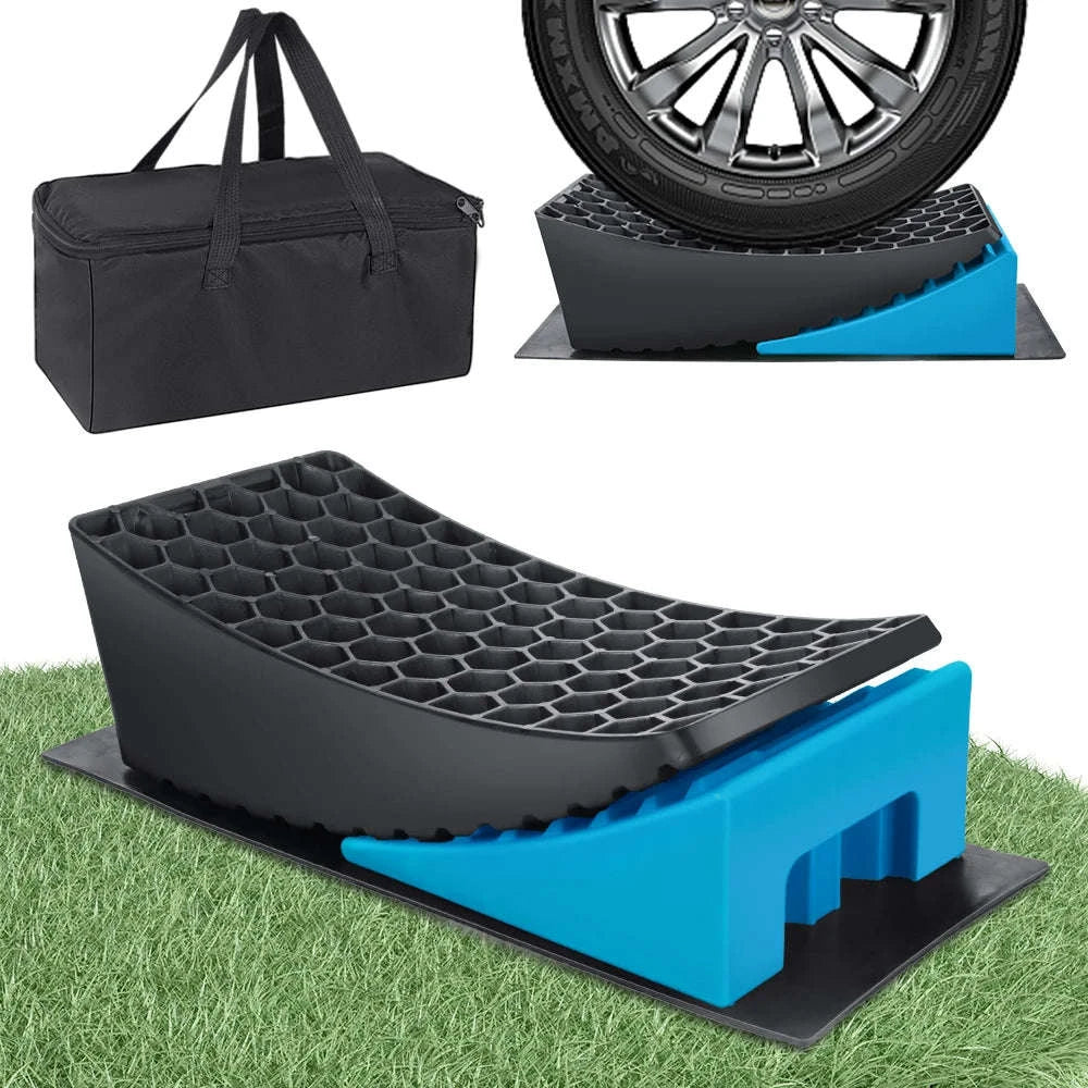 RV Leveling Ramps with Anti-Slip Mats & Storage Bag Set-Blue / france