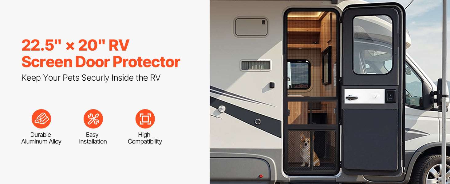 RV Screen Door Protector with Reinforced Mesh for Pets-W26.5in H20in / france
