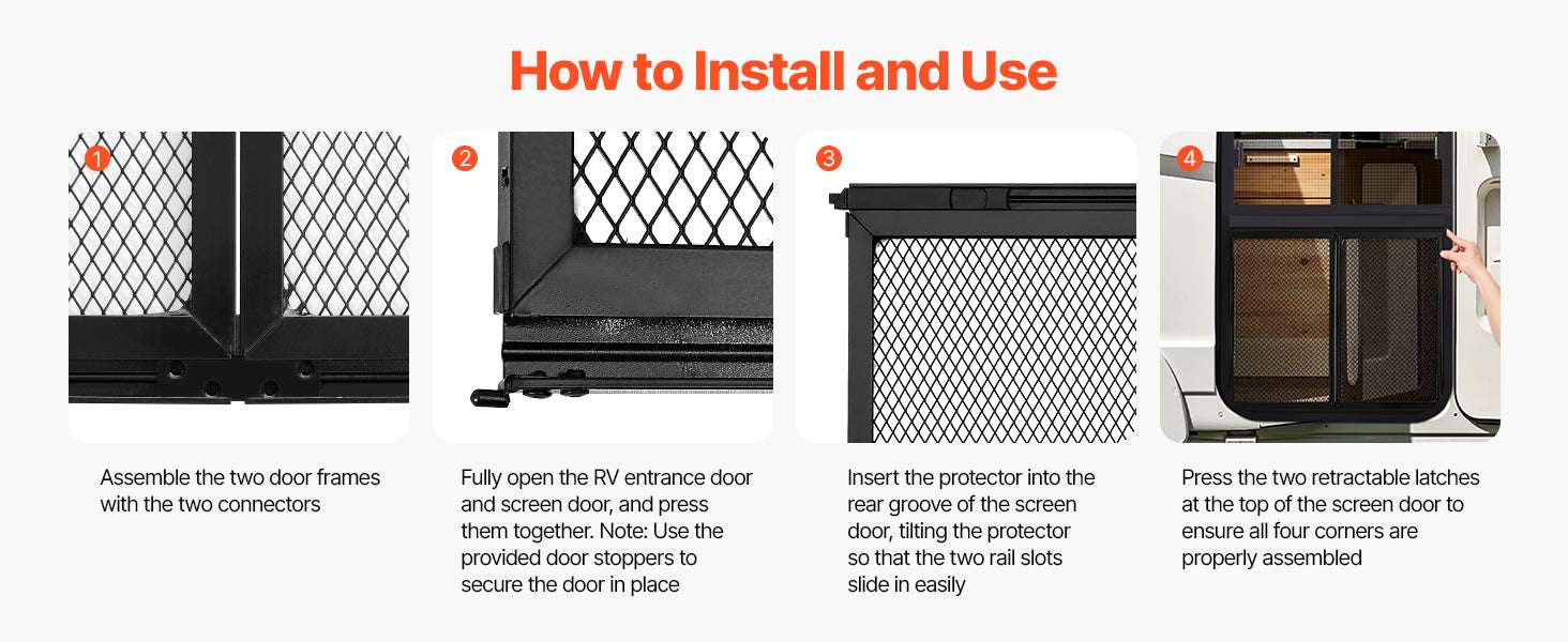 RV Screen Door Protector with Reinforced Mesh for Pets-W26.5in H20in / france