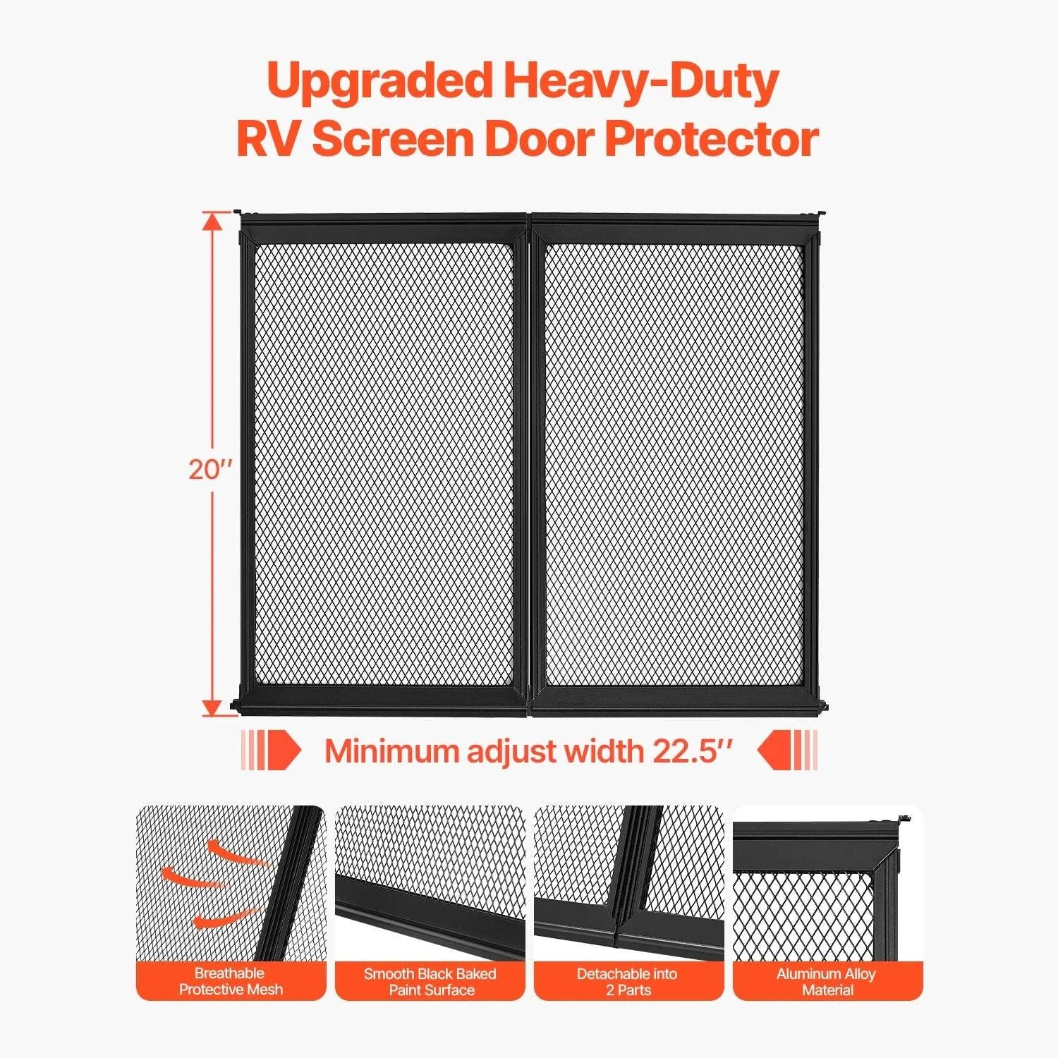 RV Screen Door Protector with Reinforced Mesh for Pets-W26.5in H20in / france