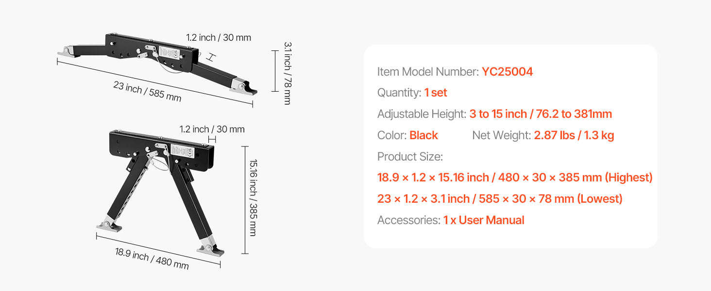 RV Step Stabilizer Height Adjustable Camper Stair Stabilizer for 5th Wheels and Travel Trailers-3-15inch / United States