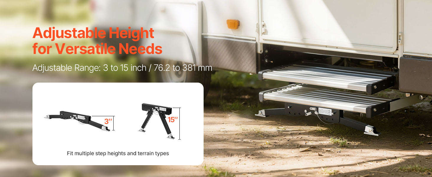 RV Step Stabilizer Height Adjustable Camper Stair Stabilizer for 5th Wheels and Travel Trailers-3-15inch / United States