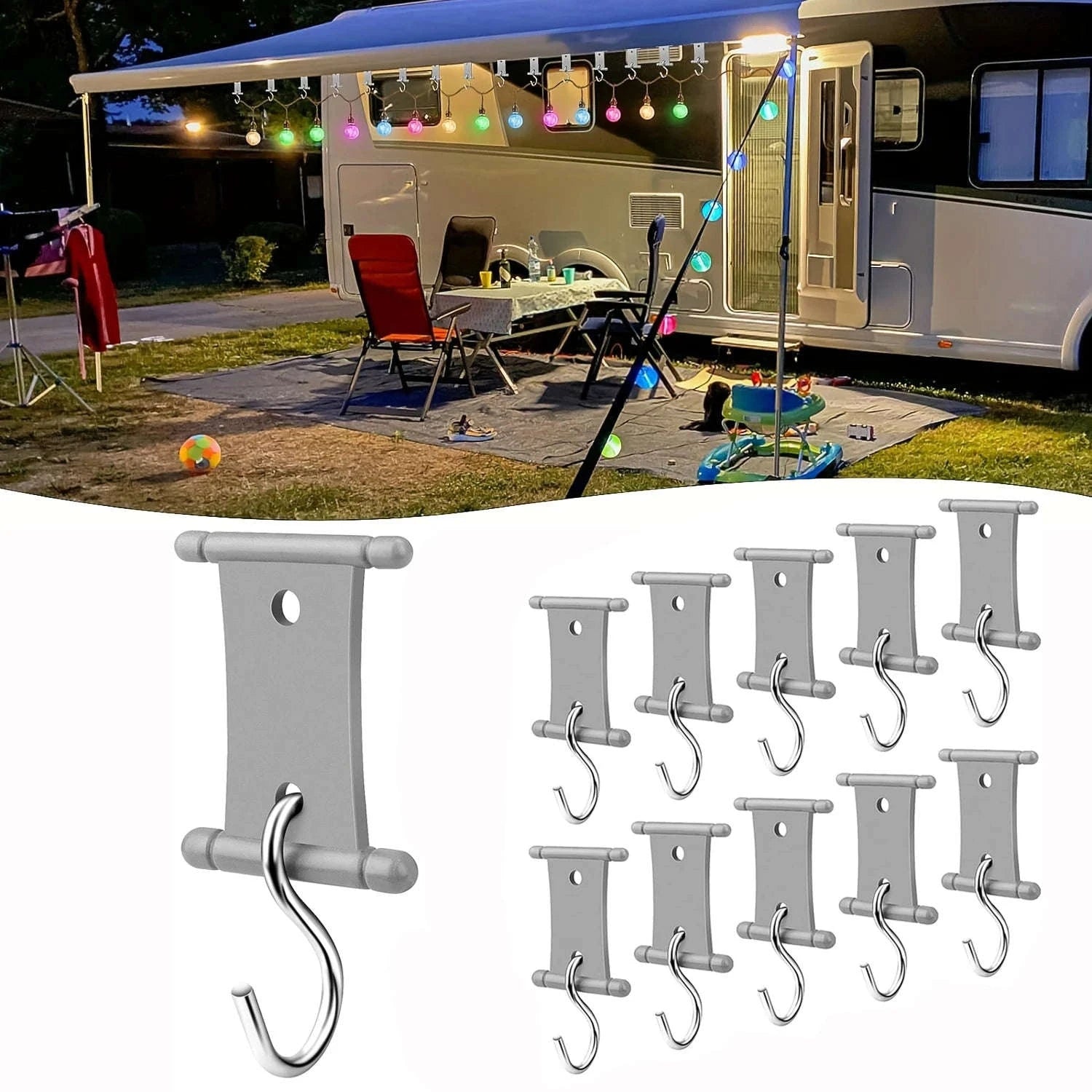 S-Shaped Camping Awning Hooks Clips for RV Tent Hangers-4pcs