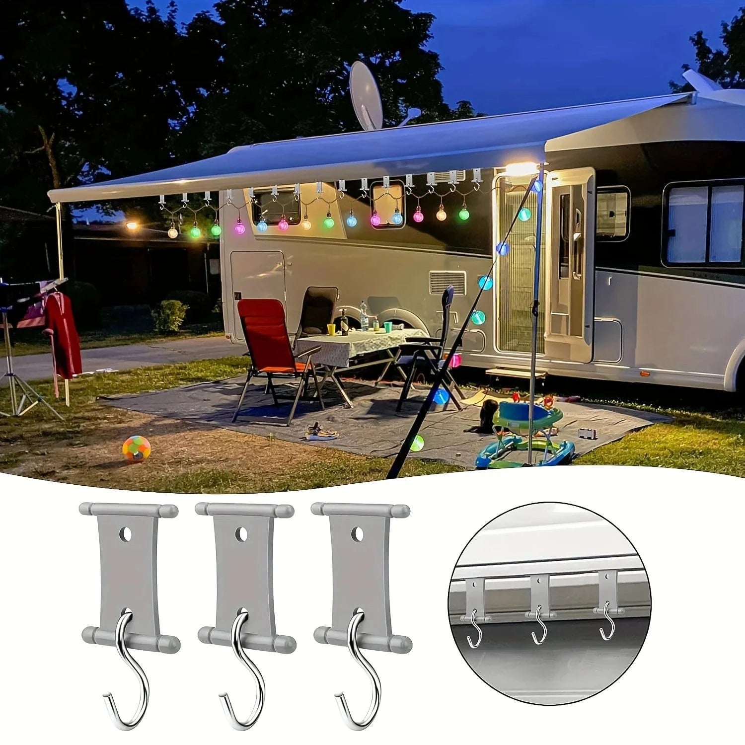 S-Shaped Camping Awning Hooks Clips for RV Tent Hangers-4pcs