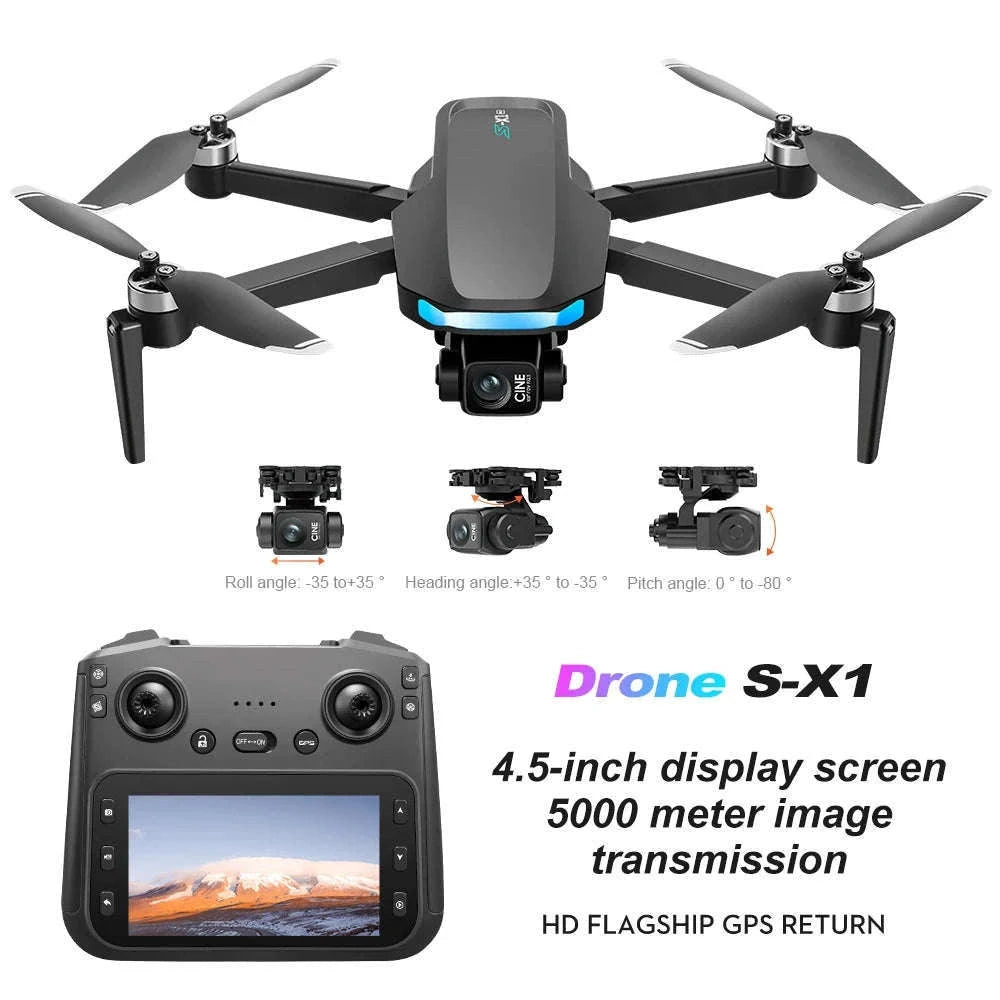 S-X1 MAX GPS Drone with 4K Gimbal Camera and Display Remote-S-X1 Black