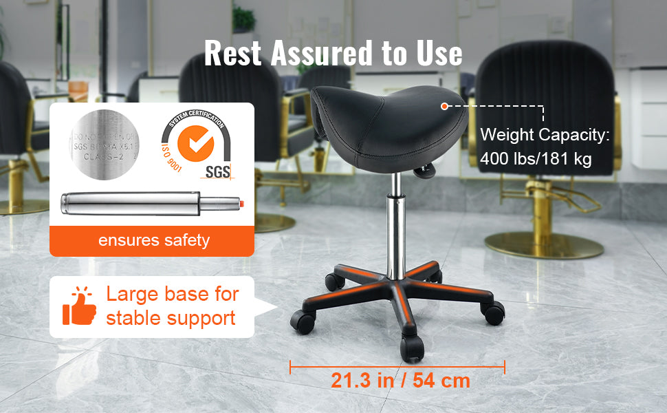 SucceBuy Ergonomic Saddle Stool w/ 5 Swivel Casters 360° Rotation 20.1-28 in Height Adjustable Round Stool for Bar Salon Office