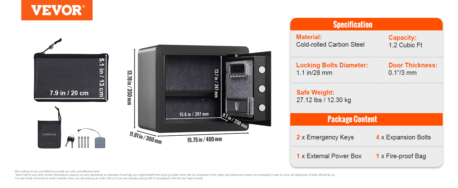 1.2 Cubic Feet Electronic Safe Box with Digital Access