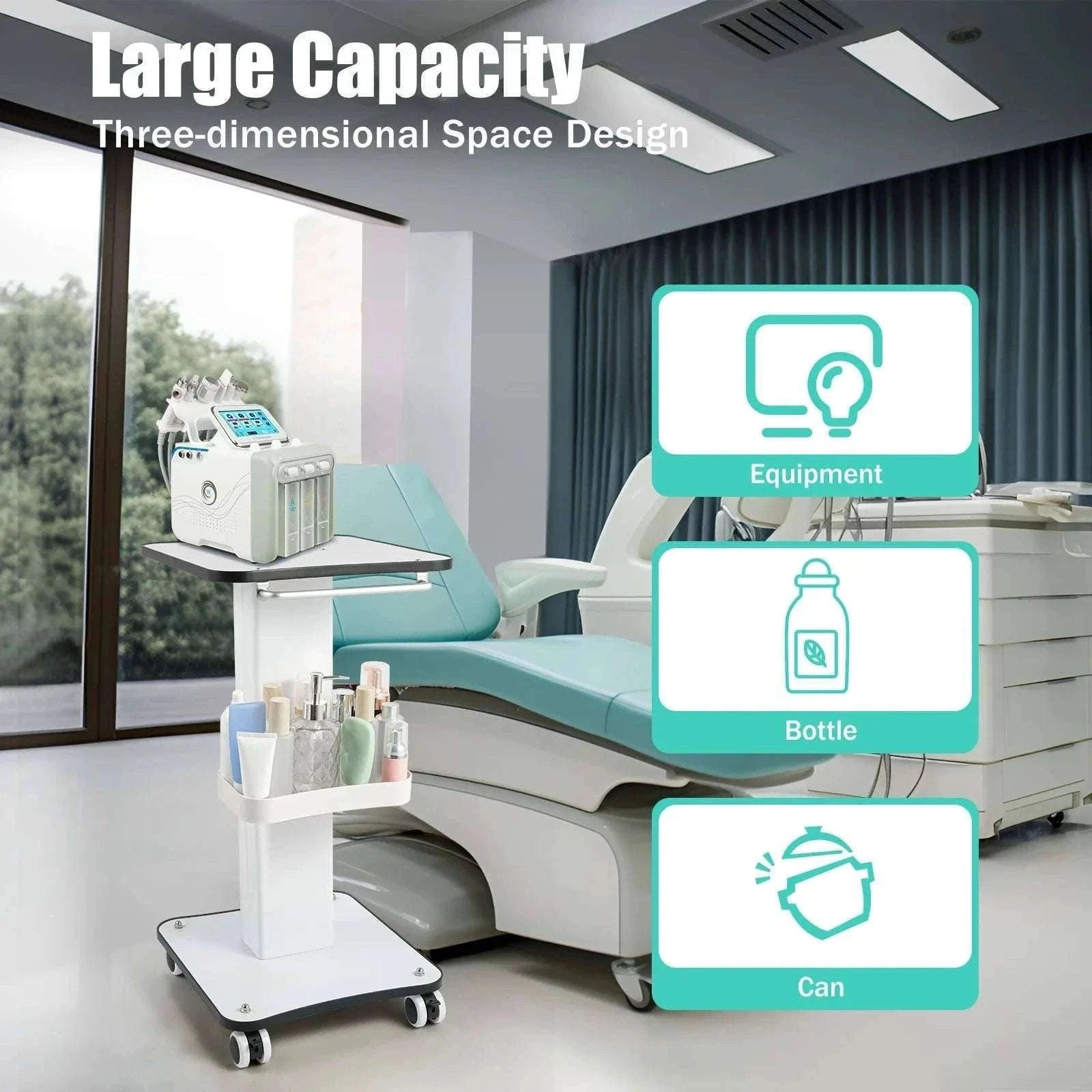 Salon Beauty Trolley Cart with Wheels and 3-Tier Storage-WHITE / spain