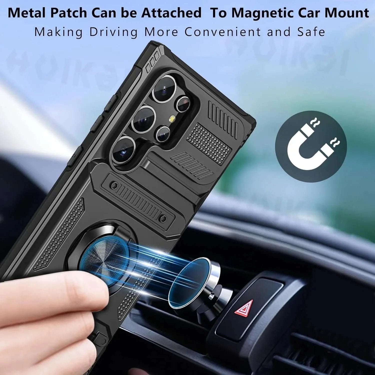 Samsung Galaxy Shockproof Wallet Case with Kickstand-Black / Samsung S24 Ultra