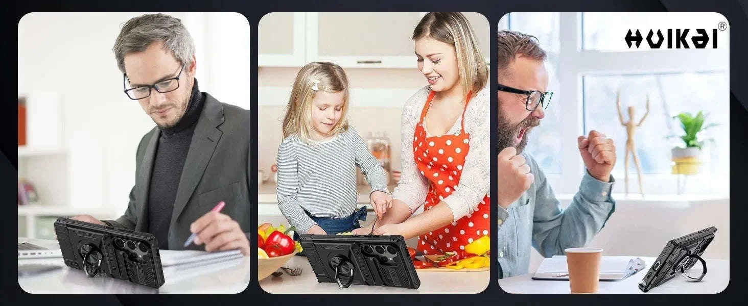 Samsung Galaxy Shockproof Wallet Case with Kickstand-Black / Samsung S24 Ultra