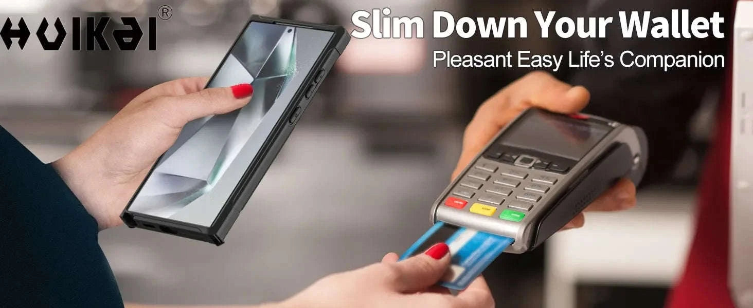 Samsung Galaxy Shockproof Wallet Case with Kickstand-Black / Samsung S24 Ultra